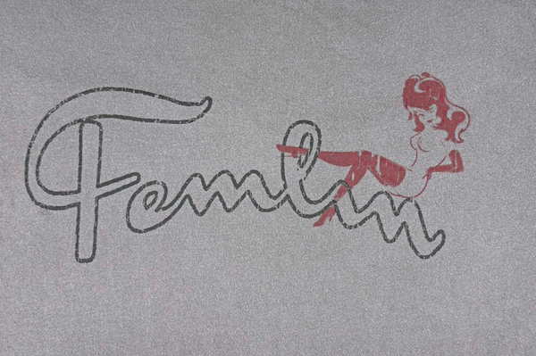 Femlin Men's Distressed Femlin Arched Logo Tee (Custom Dyed Pigment)