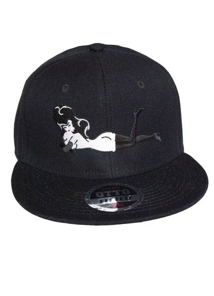 Black Hat w/ White or Grey Body Embroidered Lay Down Femlin