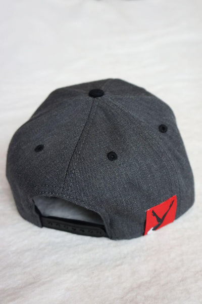 Dark Grey Hat w/ Black Brim Red Laydown Femlin Patch
